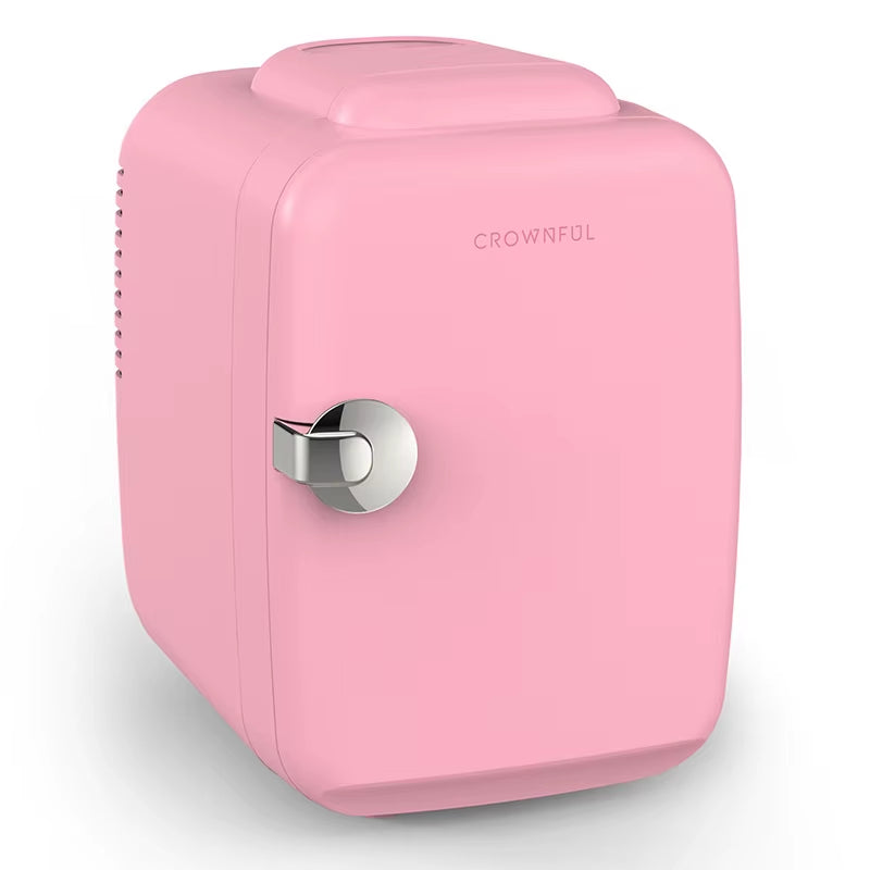 4L Dual Voltage Mini Fridge for Beauty and Skincare - AC/DC Heated and Cooling Car Refrigerator