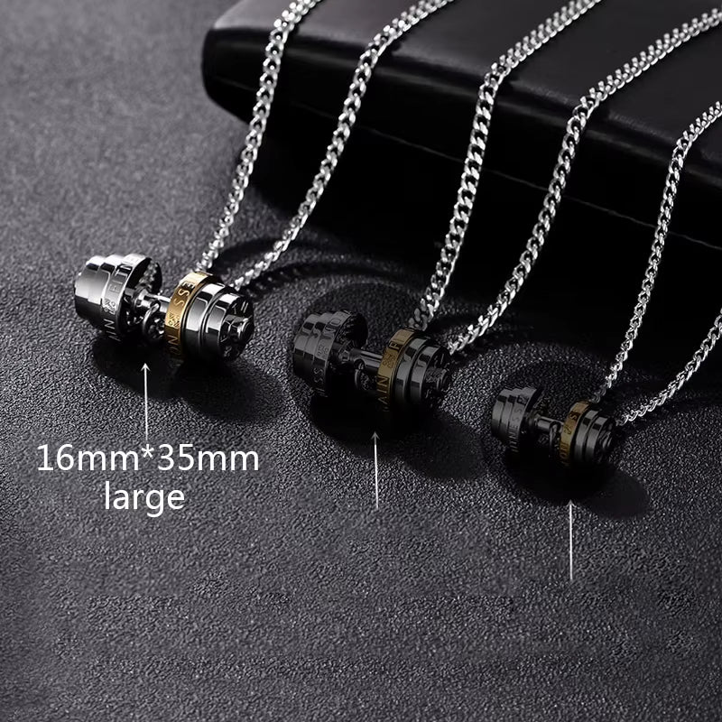 Barbell Necklace Male Necklace Stainless Steel Mens Couple Pendants Fitness Sports Man Accesories Jewelry for Neck