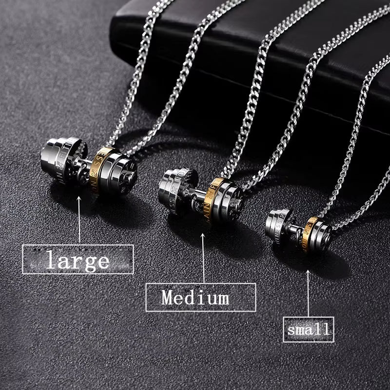 Barbell Necklace Male Necklace Stainless Steel Mens Couple Pendants Fitness Sports Man Accesories Jewelry for Neck