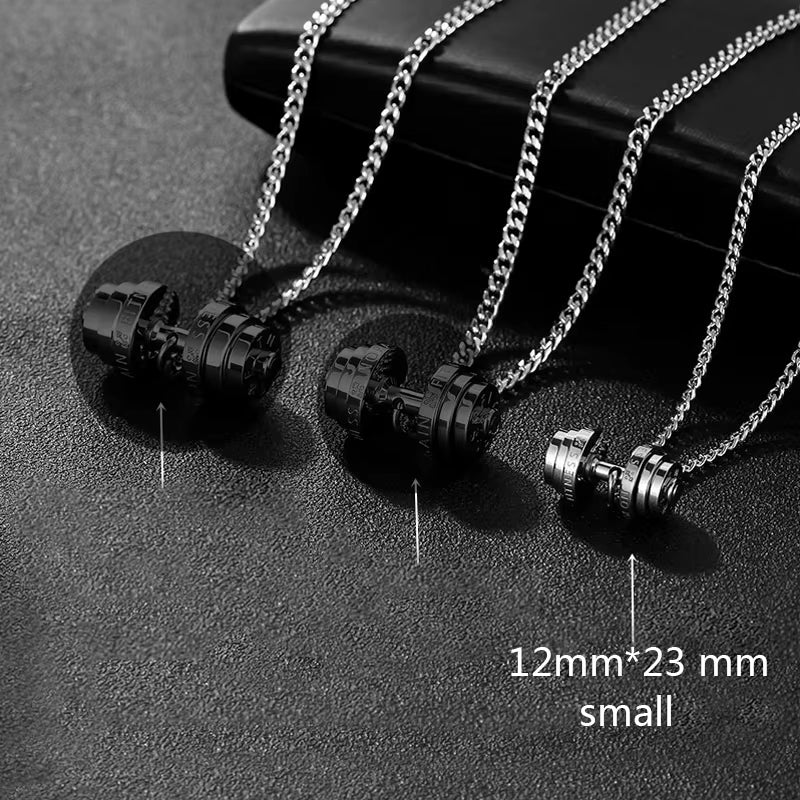 Barbell Necklace Male Necklace Stainless Steel Mens Couple Pendants Fitness Sports Man Accesories Jewelry for Neck