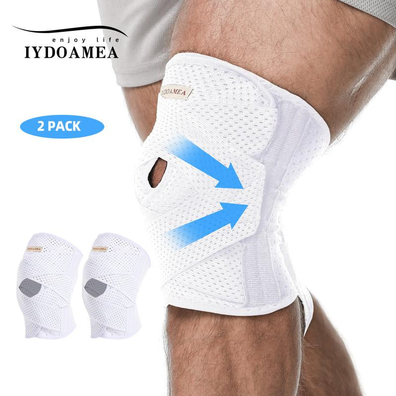 2 Pack Iydoamea plus Size Knee Compression Wrap Brace (Order a Size Up), Breathable Adjustable Knee Brace for Men and Women, Knee Brace with Side Stabilizers Outdoorfun