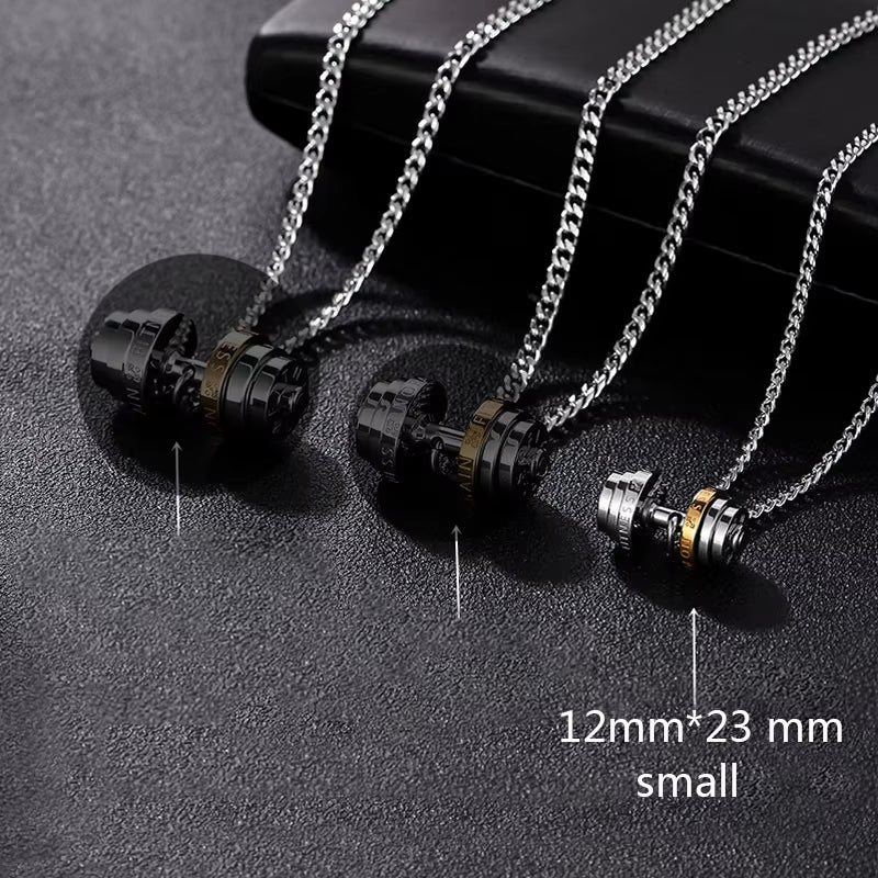 Barbell Necklace Male Necklace Stainless Steel Mens Couple Pendants Fitness Sports Man Accesories Jewelry for Neck
