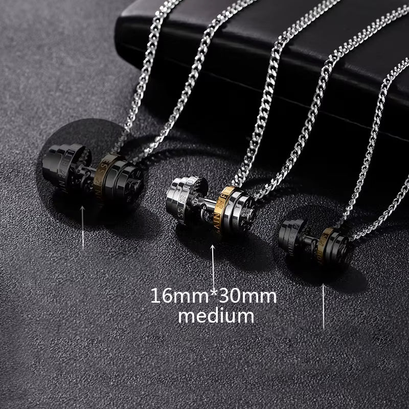 Barbell Necklace Male Necklace Stainless Steel Mens Couple Pendants Fitness Sports Man Accesories Jewelry for Neck