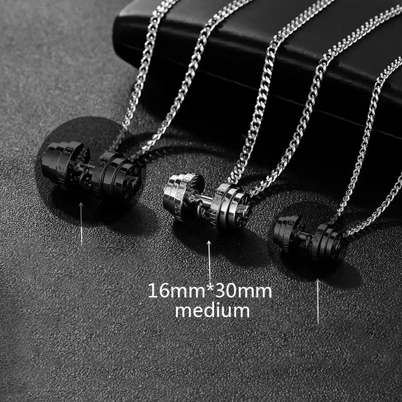 Barbell Necklace Male Necklace Stainless Steel Mens Couple Pendants Fitness Sports Man Accesories Jewelry for Neck