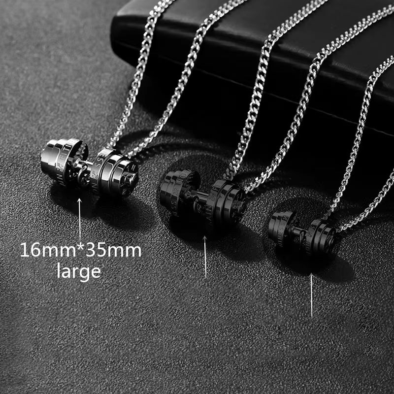 Barbell Necklace Male Necklace Stainless Steel Mens Couple Pendants Fitness Sports Man Accesories Jewelry for Neck