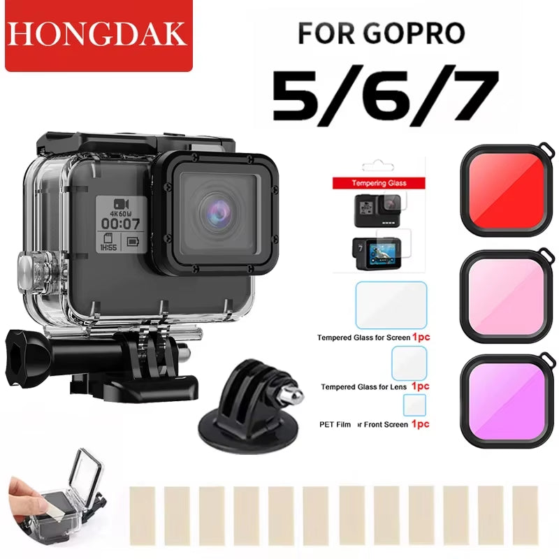 Hero 5 6 7 Black Waterproof Housing Case Underwater Driving for Go Pro 5 6 Protective Dive Cover Action Camera Accessoris
