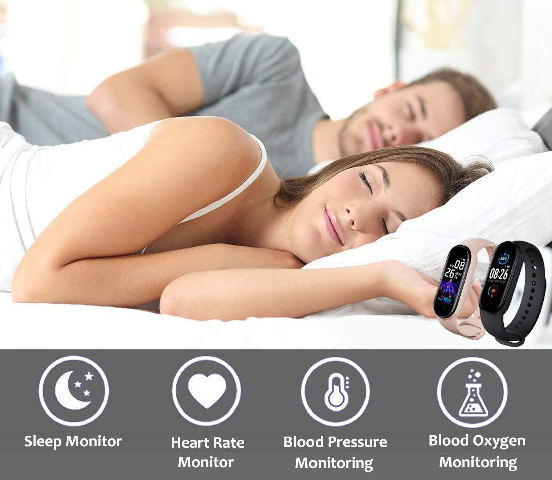 Fitness Tracker Heart Rate Monitor Pedometer Sleep Monitor with a Watch Band Replacement Fitness Watch (Black)
