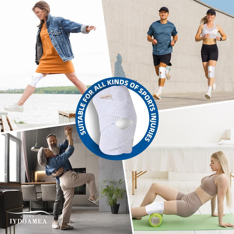 2 Pack Iydoamea plus Size Knee Compression Wrap Brace (Order a Size Up), Breathable Adjustable Knee Brace for Men and Women, Knee Brace with Side Stabilizers Outdoorfun