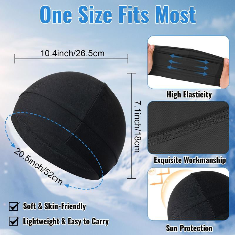 Unisex Plain Color Multifunctional Skull Caps, Gifts for Girlfriend, Black Summer Sportive Beanie Fitted Hat Modern Cap for Men & Women, Stretchy Helmet Liner Hat,Biking Accessory for Back to School, Birthday Outfit,Gifts for Father