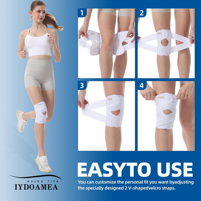 2 Pack Iydoamea plus Size Knee Compression Wrap Brace (Order a Size Up), Breathable Adjustable Knee Brace for Men and Women, Knee Brace with Side Stabilizers Outdoorfun