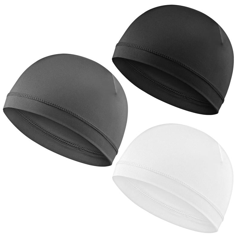 Unisex Plain Color Multifunctional Skull Caps, Gifts for Girlfriend, Black Summer Sportive Beanie Fitted Hat Modern Cap for Men & Women, Stretchy Helmet Liner Hat,Biking Accessory for Back to School, Birthday Outfit,Gifts for Father