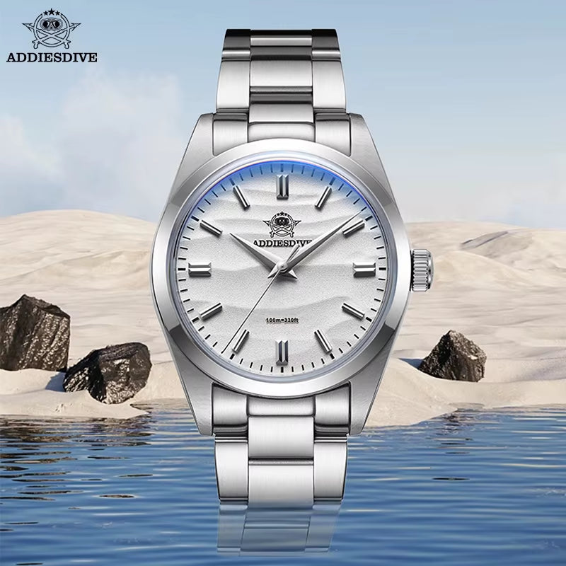 Hot Sale AD2030 Quartz Watch Simple 10Bar Steel Dive Wristwatch Bubble Mirror Pot Cover Glass Sports 36Mm Men Watches