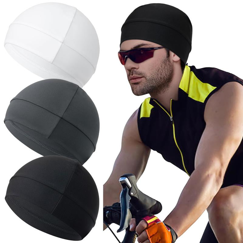 Unisex Plain Color Multifunctional Skull Caps, Gifts for Girlfriend, Black Summer Sportive Beanie Fitted Hat Modern Cap for Men & Women, Stretchy Helmet Liner Hat,Biking Accessory for Back to School, Birthday Outfit,Gifts for Father