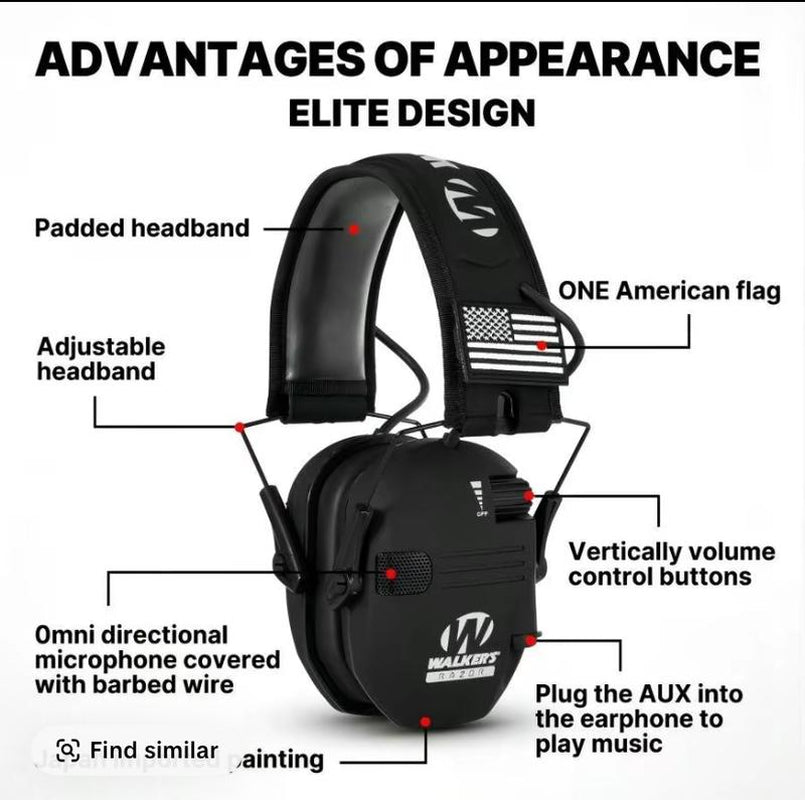 Electronic Hearing Protector, Noisereduction Earmuffs, Head Mounted Wired Earmuffshearing Protection-Earphone for Shooting, Hunting,Outdoor Activities,Halloween Gifts, Christmas Gifts.